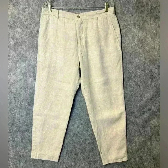 Zara Cream Linen Pants - Large - Picture 1 of 6